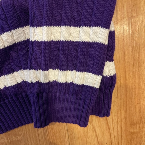Ralph Lauren Cotton Sweater Size Womens Large-Purple White stripe - Picture 4 of 5